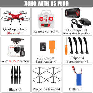 Original SYMA X8HG RC Drone RC Quadcopter with 1080P HD Camera 2.4G 4CH with 8MP Fixed High Aviation Fear Shock Resistant Axis