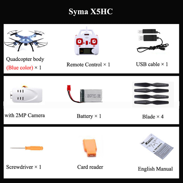 Original Syma X5C X5HC Drone with Camera HD 6 Axis Gyro 4CH 2.4GHz Quadcopter 3D Flip USB Charging Dron Toys for Children RTF