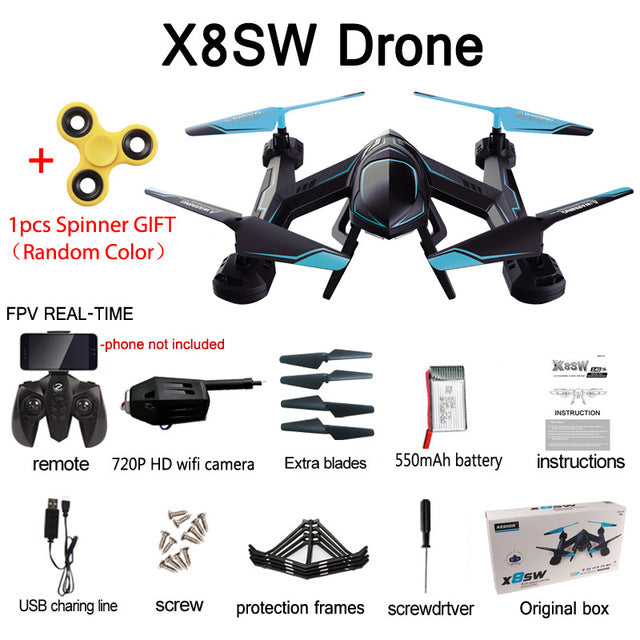 KEDIOR X8SW Quadrocopter Wifi Fpv Drone with Camera HD Rc Helicopter Quadcopter 2.4G Professional 720P Camera Helicopter