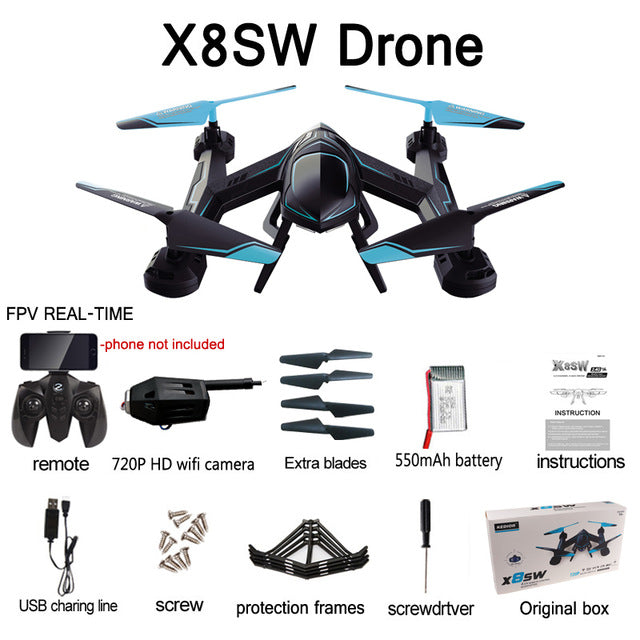 KEDIOR X8SW Quadrocopter Wifi Fpv Drone with Camera HD Rc Helicopter Quadcopter 2.4G Professional 720P Camera Helicopter